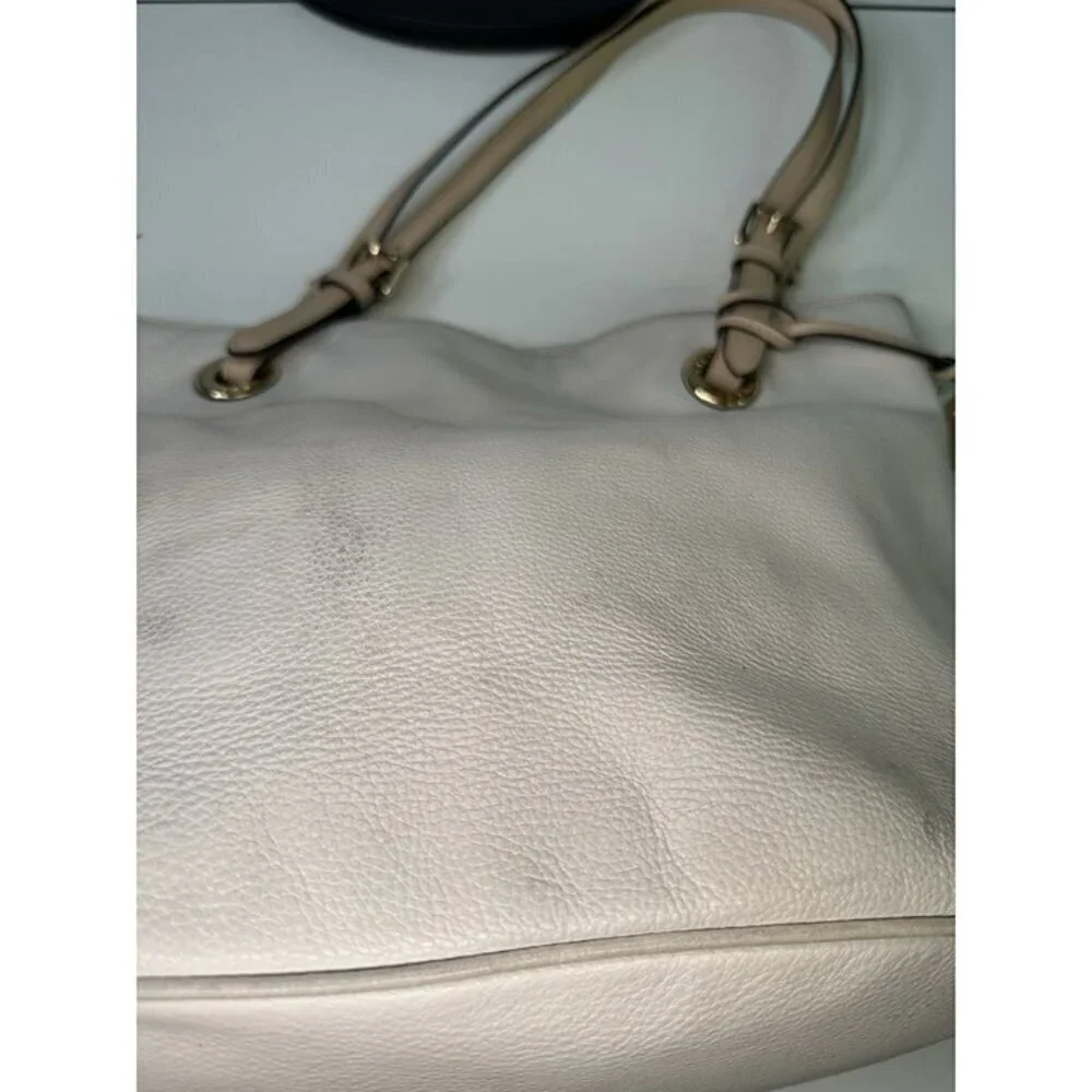 Michael Kors White Pebbled Leather Tote Hand Bag